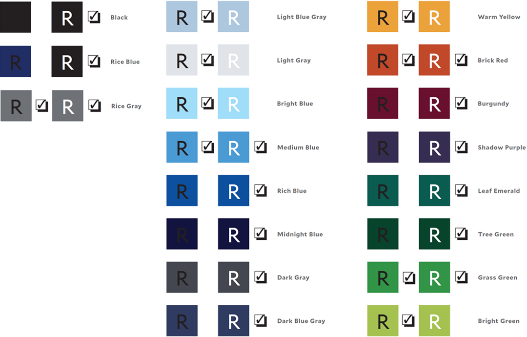 Correct Usage of the Rice Color Palettes (Web)