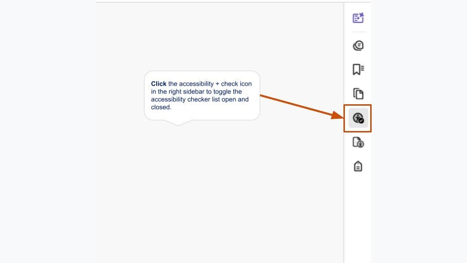 Accessibility check icon in the right sidebar